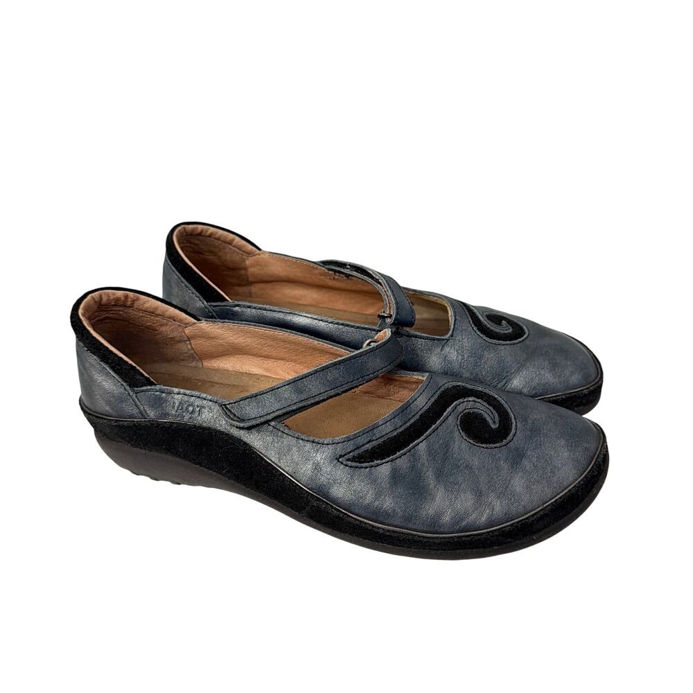 Naot Matai Shoes Womens Size 8 Blue Metallic Leather Comfort Mary Jane Strap